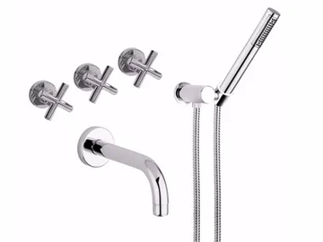 G3 - F7603 - Wall-mounted bathtub tap with hand shower by Rubinetteria Giulini - view 2